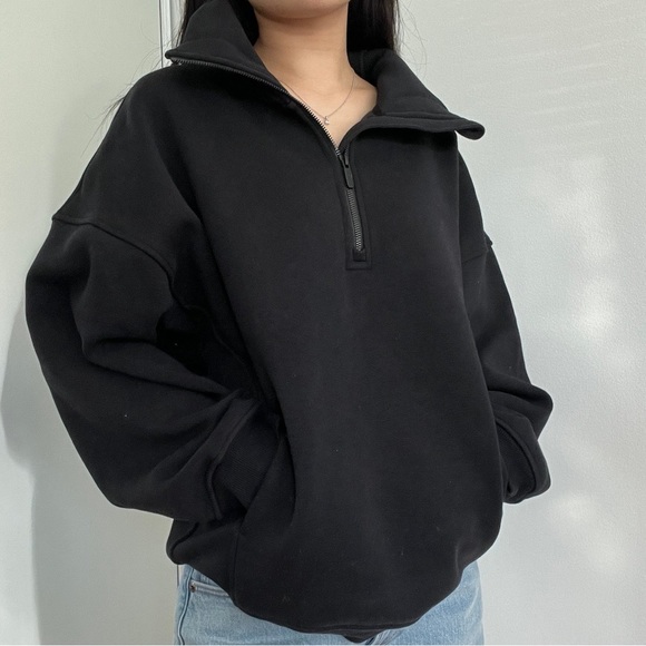 ❤️ Lululemon Thick Fleece Half Zip Oversized Funnel Neck Black Size XS/S - Picture 7 of 9